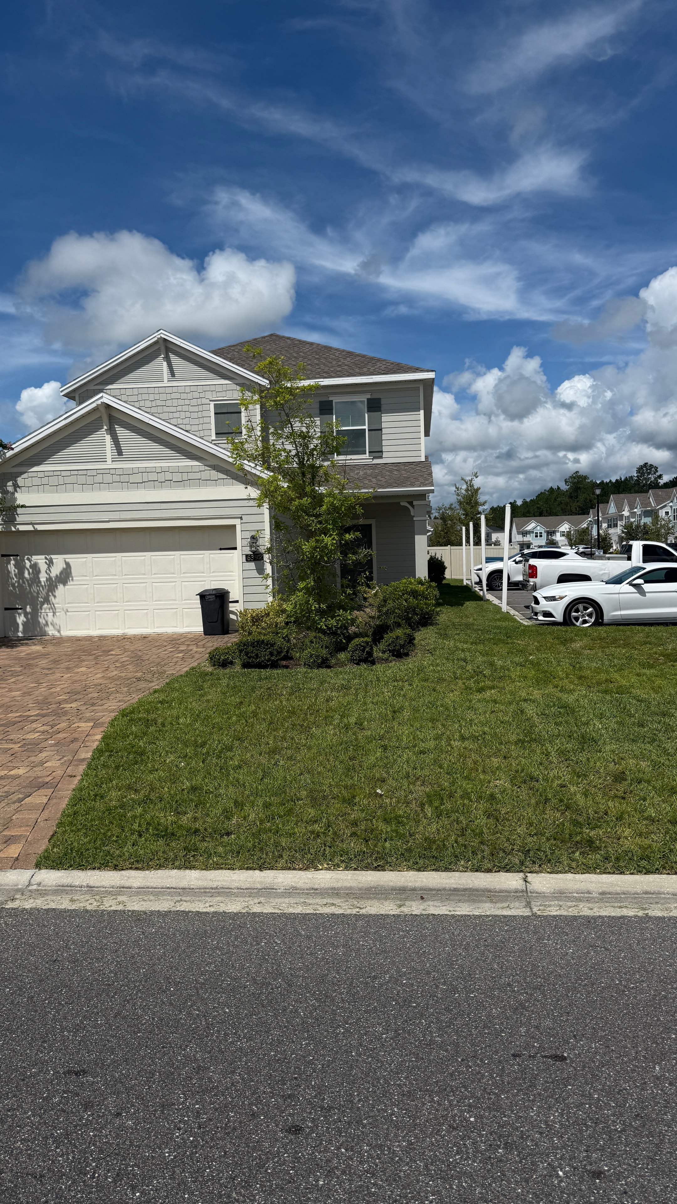 Manicured hedges and driveway